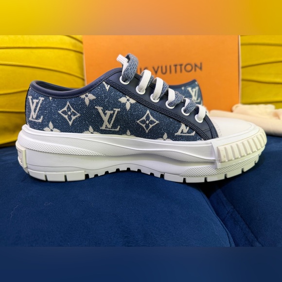 Louis Vuitton Denim and White Monogram Sneakers - Picture 3 of 12